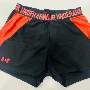 Under Armour Black Shorts with Orange Branded Waistband